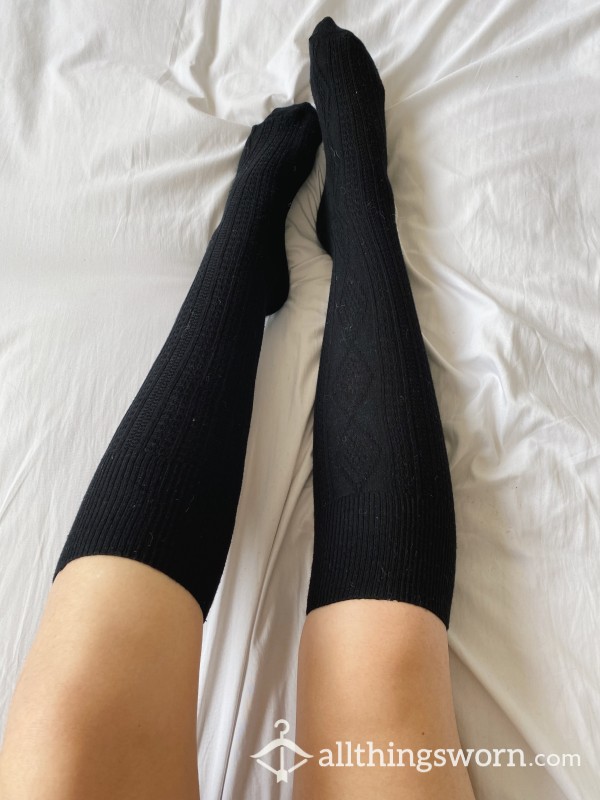Black Schoolgirl Socks Knee Length, 48hr Wear 🖤