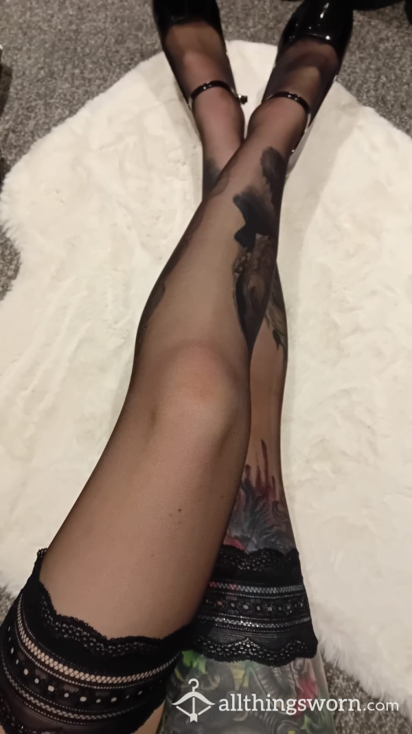 Black Sheer Hold-ups. Very Sexy Stockings.