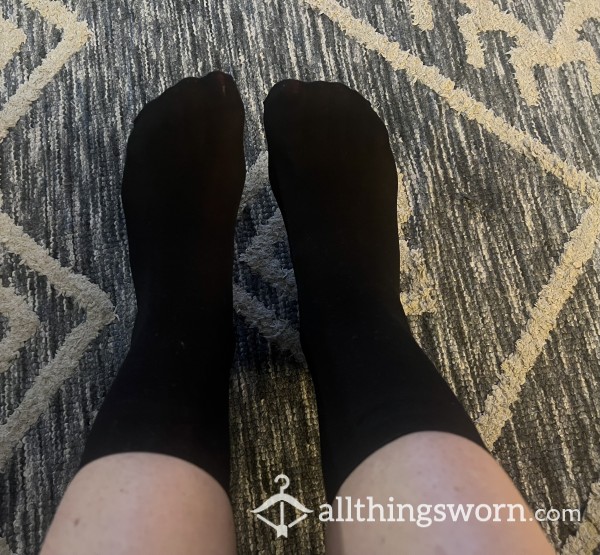 Black Sheer Nylon Ankle Pantyhose Socks $25aud