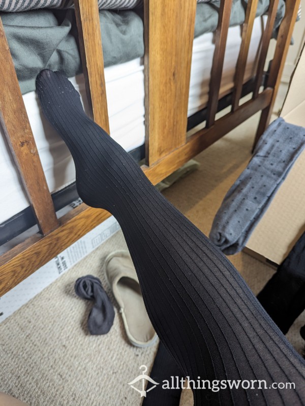 Black Sheer Striped Pantyhose