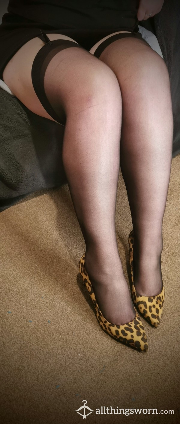 Black Sheer Thigh High Stockings Worn To Order