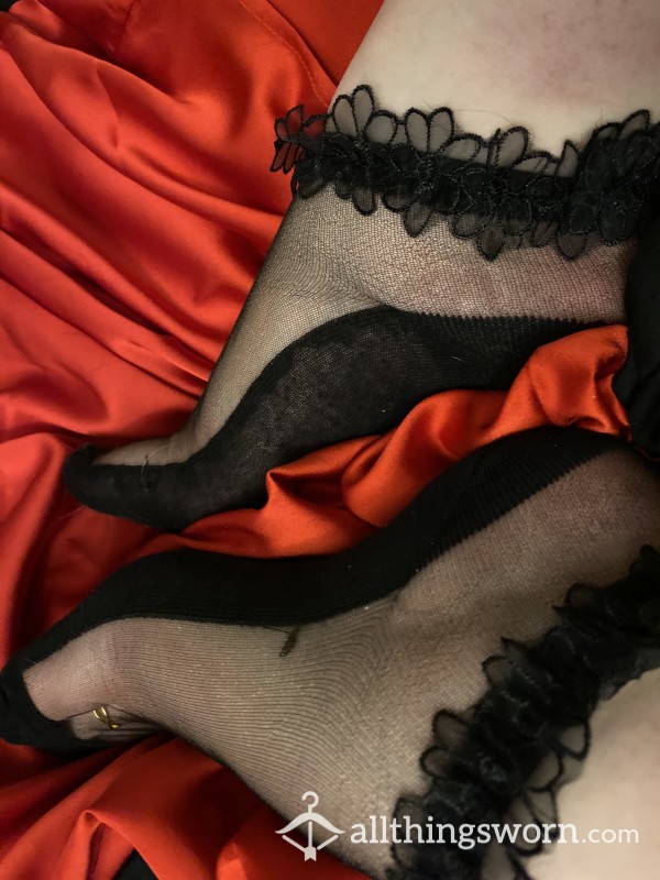 Black Sheer/Lace Ruffle Socks