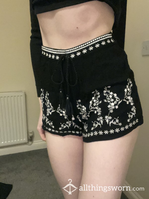 Black Shorts - Dark Colour Is Perfect For Showing The White Stains Of No Panty Wearing 😉