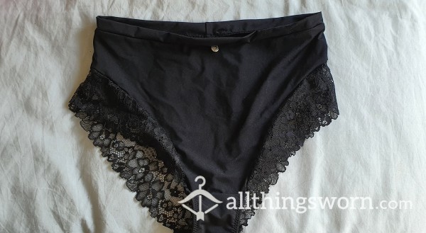 Black Silk Panties With Lace Trim 🖤