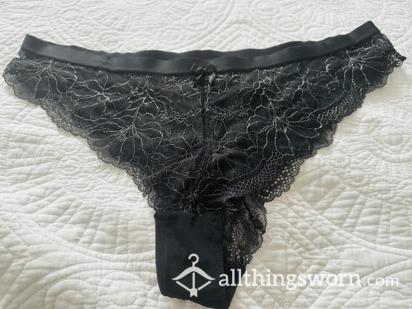 Black & Silver Lace Panties - Ready To Customise