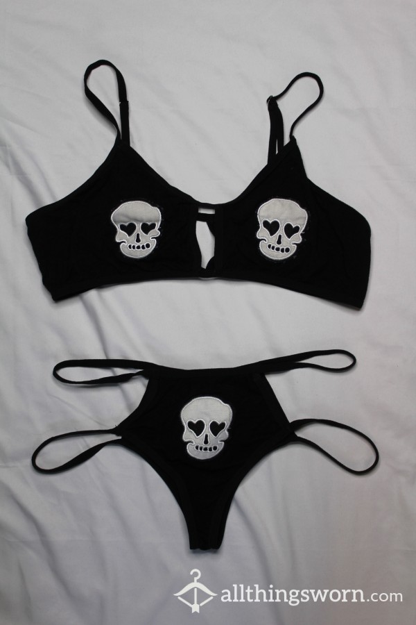 Black Skull Bra & Panty Set
