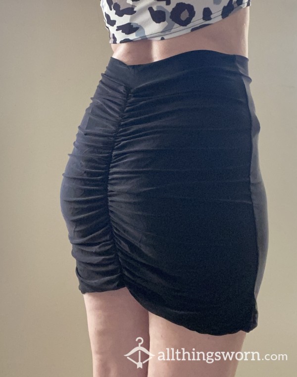 Black Slinky Lycra Mini Skirt