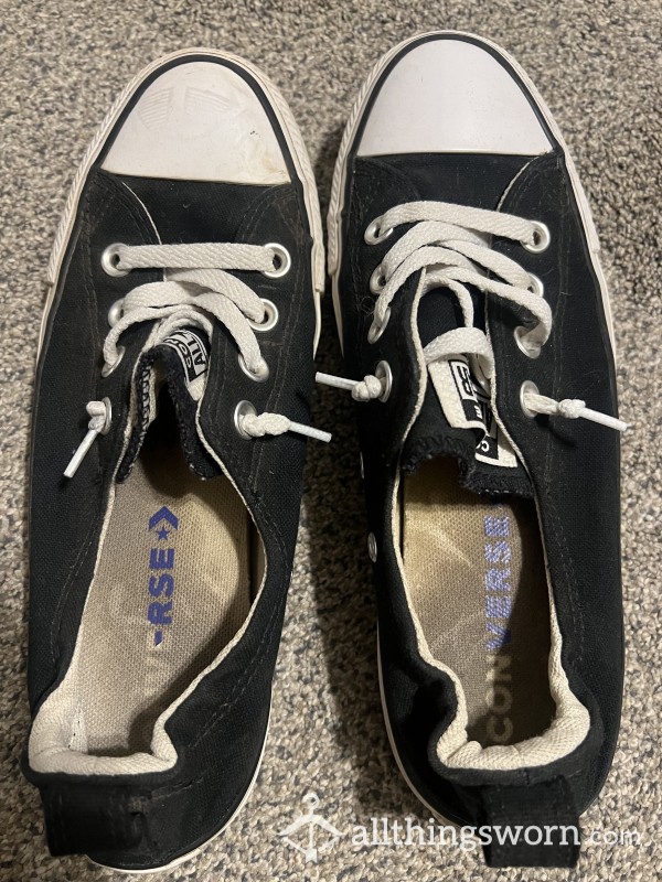 Black Slip On Converse, Size US 8, Worn Barefoot!
