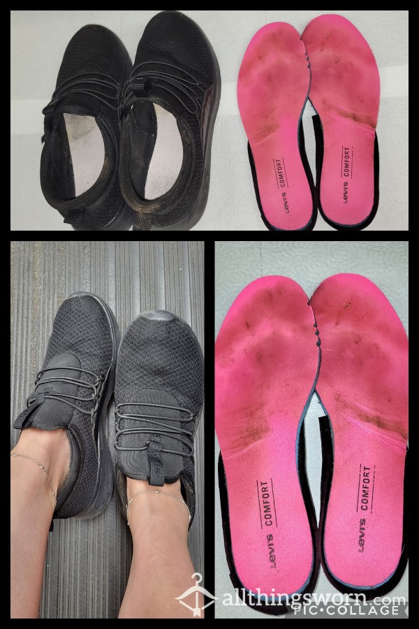 ****SOLD****Black Slip-Ons With Filthy Insoles