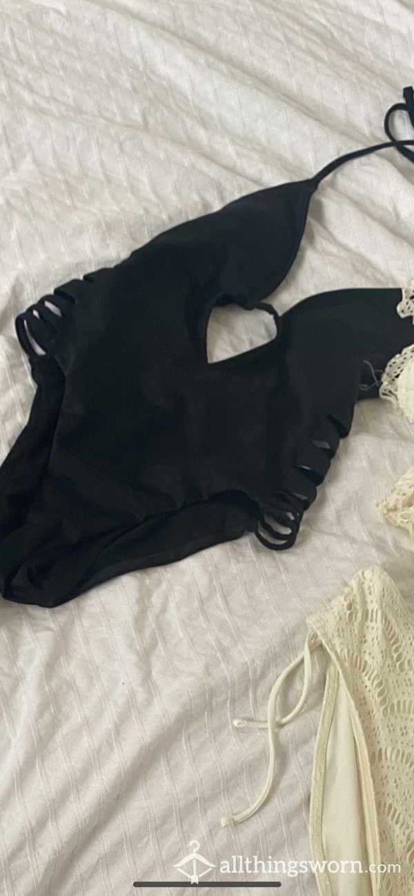 Black Slit Swimsuit