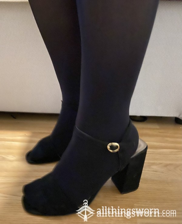 Black Small Block Heeled Shoes