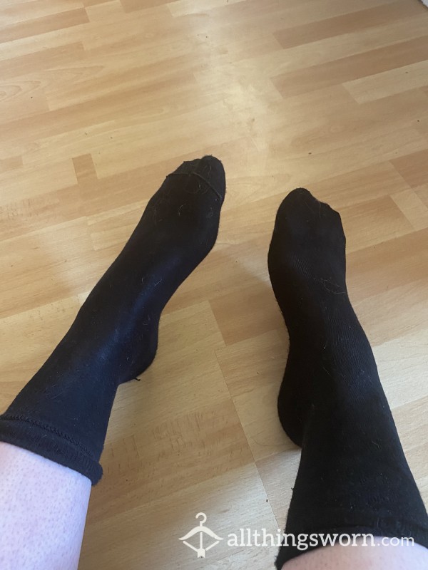 Black Socks Worn All Day On Construction Site