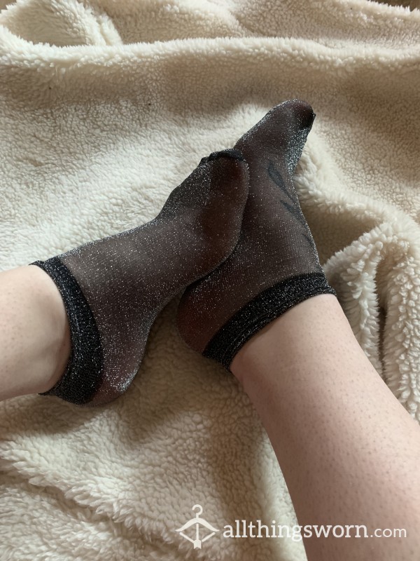 Black Sparkly Nylon Socks 🖤✨