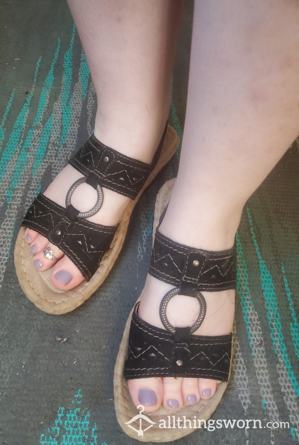 Black Stained Sandals