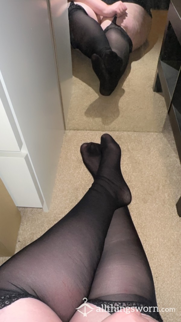 Black Stockings That Hold Up At The Waist. So Smooth On The Skin And Fucked In Them Many A Times 🤤