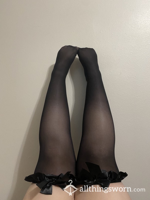 Black Stockings With Bows