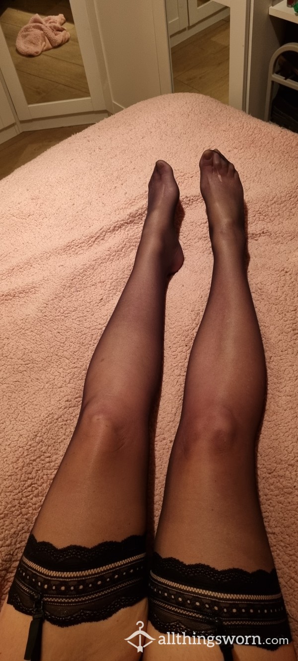 Black Stockings Worn For 24 Hrs With Small Hole