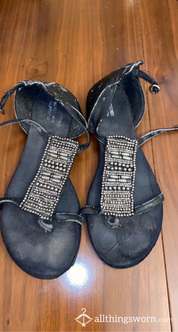 Black Strap Sandals Size 10