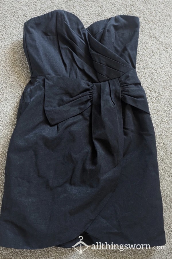 Black Strapless Boobtube Dress With Bow Size 10