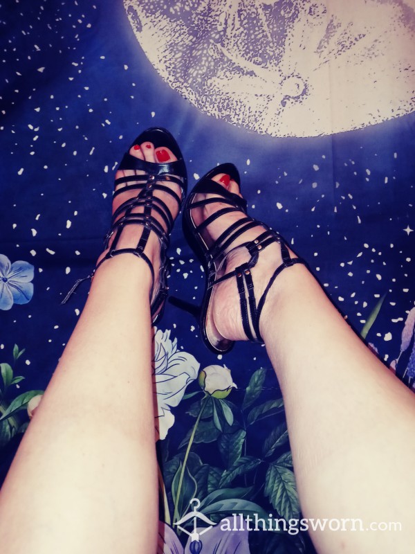 Black Strappy High Heel Shoes