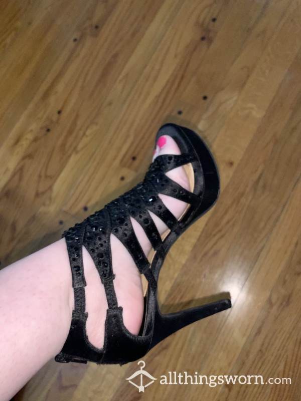 Black Strappy Sparkly Heels