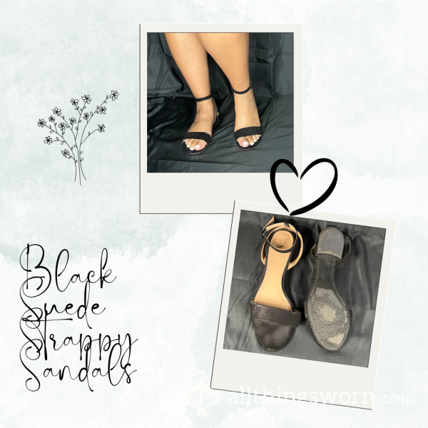 Black Suede Strappy Sandals Size 10
