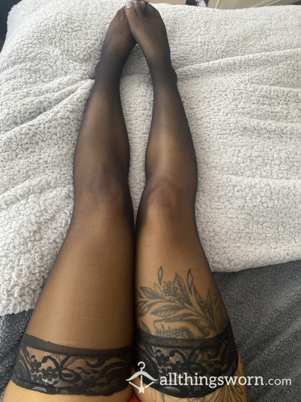 Black Thigh High Lacey Stockings