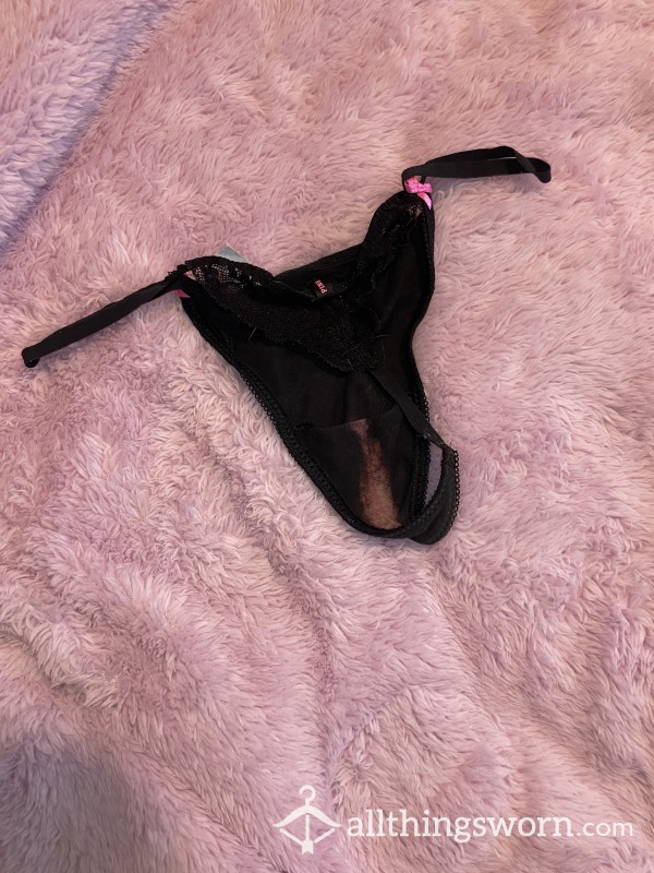 Black Thong With Bleached Mark