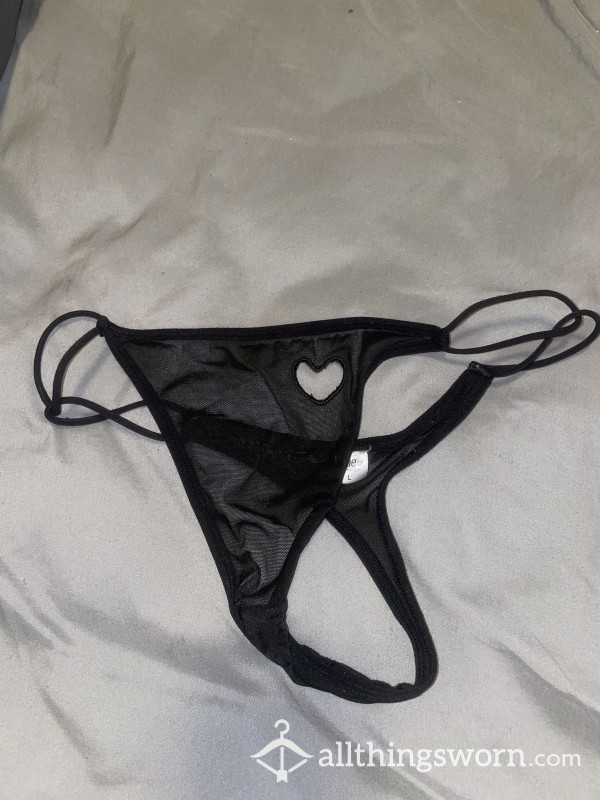 Black Thong With Heart Cut Out