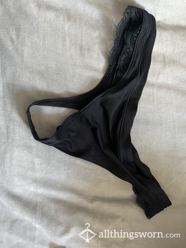 Black Thong Worn By Kirsty For 24 Hours