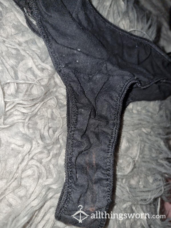 Black Thongs With My Cum And Spit On Them