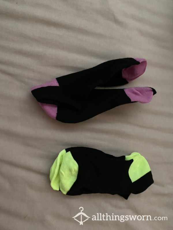 Black Trainer Socks With Bright Colours