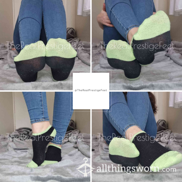 Old Black Trainer Socks With Light Green Coloured Toe & Heel | Standard Wear 48hrs | Includes Pics & Clip | Additional Days Available | See Listing Photos For More Info - From £16.00
