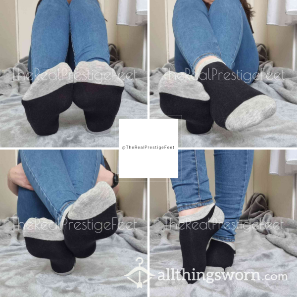 Black Trainer Socks With Grey Toes & Heel | Standard Wear 48hrs | Includes Pics & Clip | Additional Days Available | See Listing Photos For More Info - From £16.00
