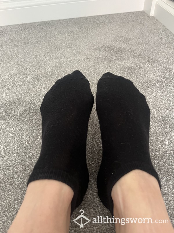 Black Trainer Socks - Worn During A Busy Shift