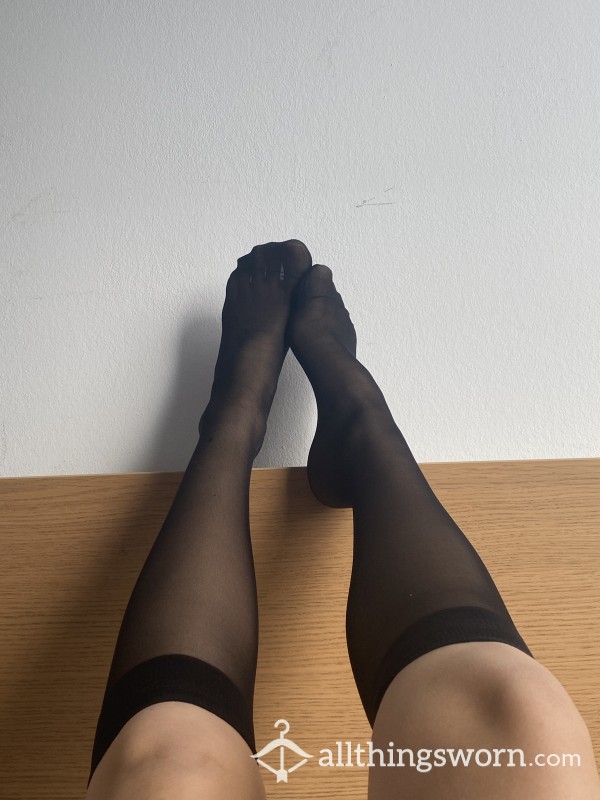 Black Transparent Sheer Knee Socks 🌸