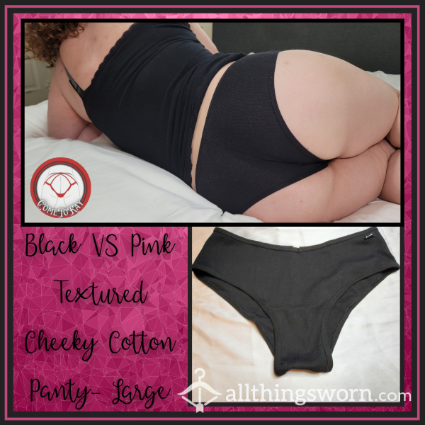 Black VS Pink Textured Cheeky Cotton Panty- Large
