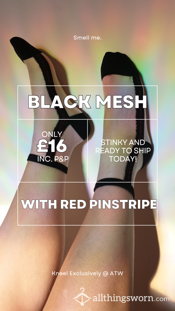 Black W/ Red Pinstripe Mesh Socks