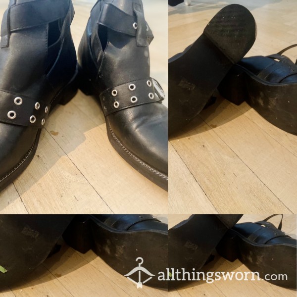 Black Well Worn Ankle Boots