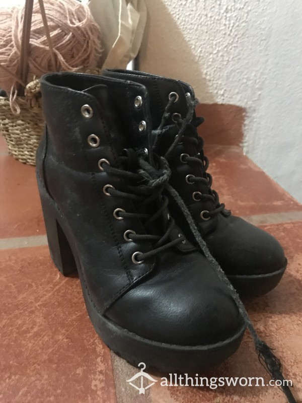Black Well Worn Boots