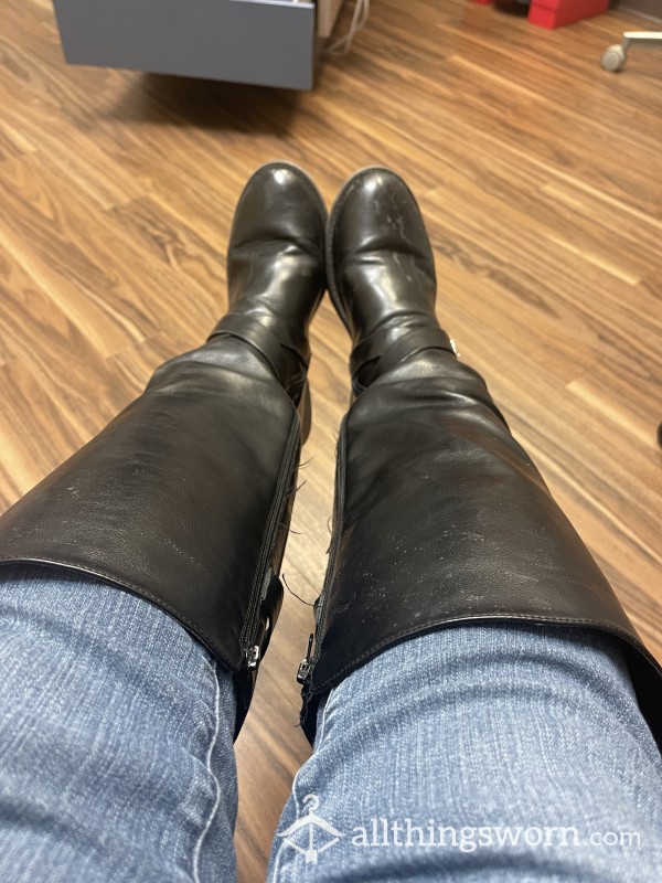 Black Well Worn Riding Boots