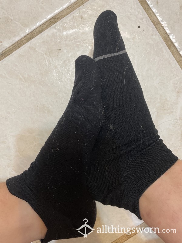 Black Well-worn Socks, Cat Hair