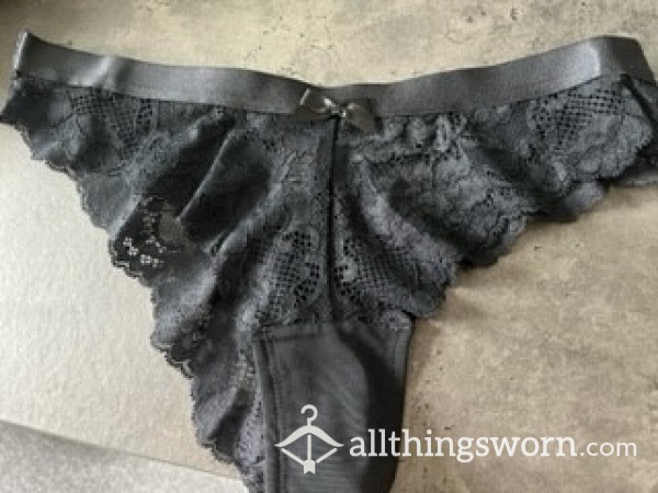 Black Wet Dirty Thong