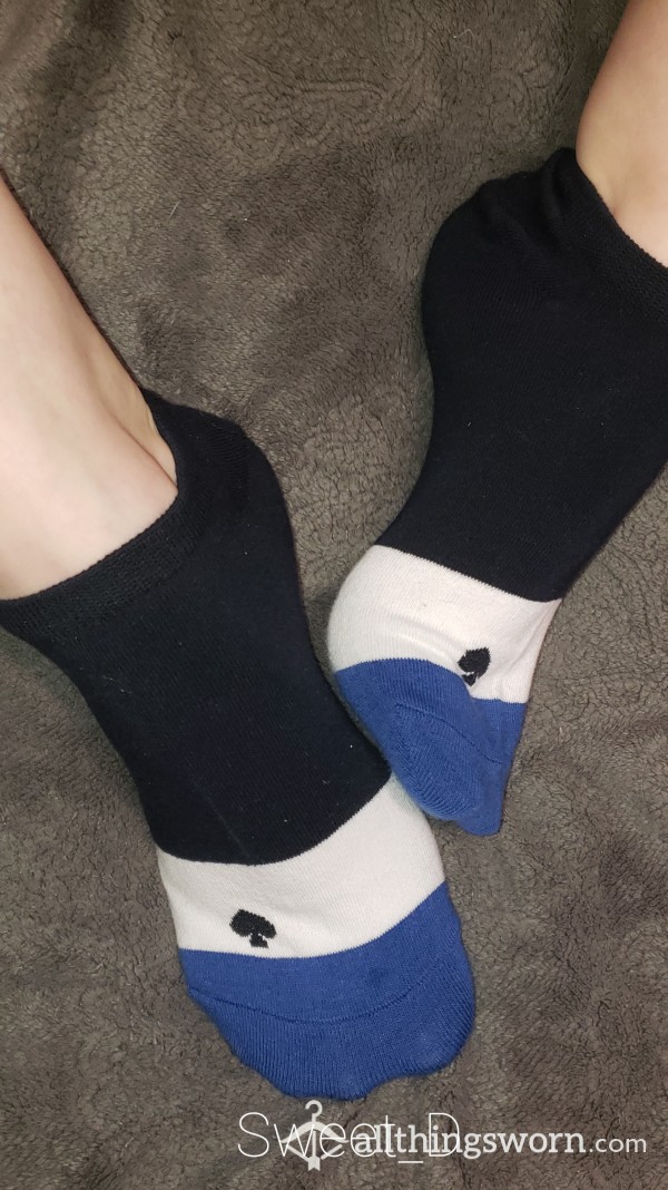 Black, White And Blue Ankle Socks