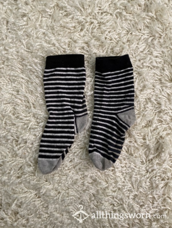 Black, White And Grey Cute Stripy Socks