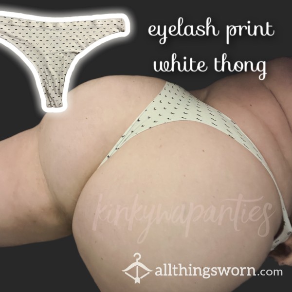 Black & White Eyelash Print Thong - Includes 48-hour Wear & U.S. Shipping