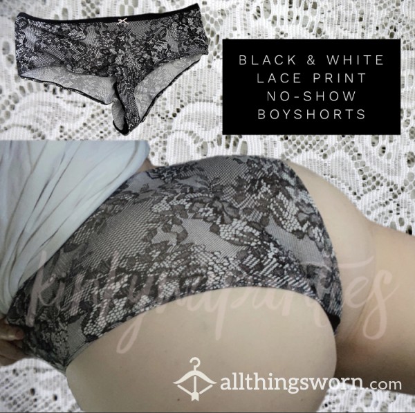 🖤 Black & White Lace Print Boyshorts 🤍- 2-day Wear & U.S. Shipping Included