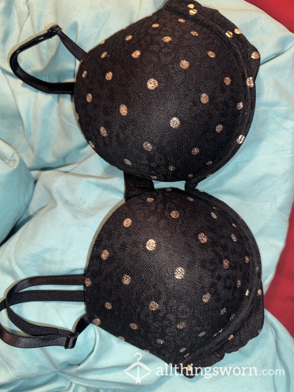 Black With Gold Dots - Victorias Secret PINK -34C ✨