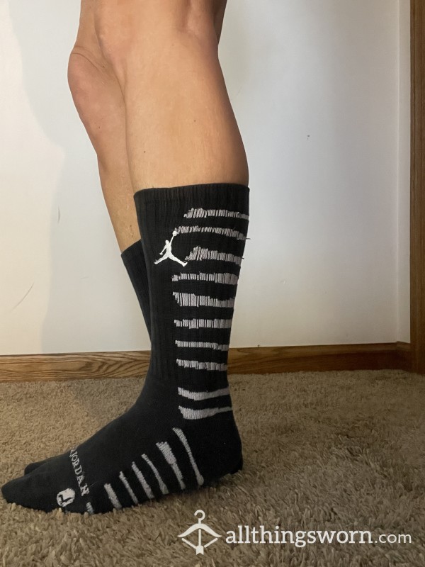 Black With Grey Stripes Jordan Socks