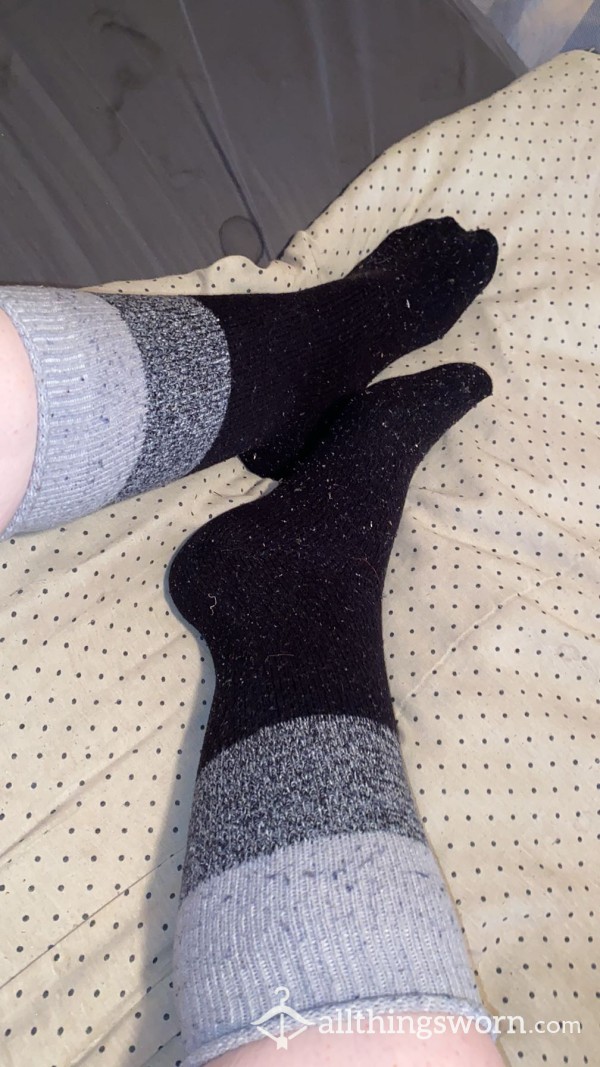 Black Wool Tall Boot Socks